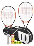 Wilson Matchpoint Tennis Racket Twin Set With Wilson Advantage Racket Bag and 3 Championship Tennis Balls