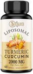 Liposomal Turmeric Curcumin Supplement 2000mg, 95% Standardized Curcuminoid Extract & Organic Root Powder with Piperine Black Pepper Fruit (15mg), 60 softgels, Non-GMO