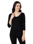 BODYCARE Women Fleece Thermal Tops Round Neck Full Sleeves Solid Pack of 1-Black