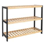 Vencier 3 Tier Bamboo Shoe Racks Storage Stand Shelf Organizer, 12 Pair of Shoes 70 x 26 x 55cms - Ideal of Corridor,Living Room, Bathroom, Bedroom or Hallway (Natural & Black)