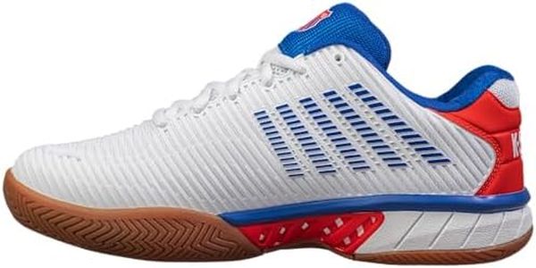 K-Swiss Men's Hypercourt Express 2 Indoor Tennis, Pickleball, Racquetball Shoe, White/Red, 8.5
