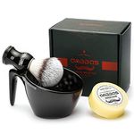 Anbbas Shaving Brush Set,Vegan Favor Nylon Bristles Brush with Food-Grade Melamine POP Mug for Lathering and 3.5oz Shaving Soap Refill for Men Wet Shave,Women Girls Hair Removal