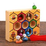 Generic Bees Colour Game for Kids. Set of 7, Promotes Motor Skills, Hand-Eye Coordination, Wood Toy