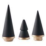 KiaoTime Halloween Simple Elegant Ceramic Christmas Tree Tabletop Counter Centerpiece Mantel Shelf Home Decor Accents Xmas Christmas Tree Decoration Ornament, Black Color(Complete Set of 3 (Black))