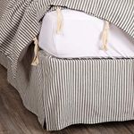 Farmhouse Ticking Gray Stripe King Bed Skirt w/ 16" Drop, Gray and Off White Tailored Dust Ruffle, Farmhouse Bedding Decor