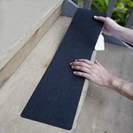 TurtleGrip Anti-Skid Self Adhesive Anti Slip/Anti Skid Strips 80 Grit, Pre-Cut Non-Slip Stair Grip Strips for Indoor Outdoors Steps (15x60 cm Black) Pack of 10