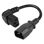 CERRXIAN IEC 320 C14 to 90 Degree C13 PDU Power Supply Extension Cable,C14 Male to Down Angle C13 Female 3 Pin Power Cord for Monitors,Computers,Etc-0.2M/7.8inch