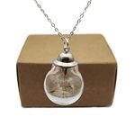 Dandelion Make a Wish Real Flower Openable Glass Cylinder Ball Pendant 925 Sterling Silver Necklace for Women Handmade