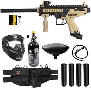 Maddog Tippmann Cronus Basic Silver HPA Paintball Gun Marker Starter Package - Black/Tan