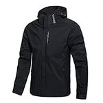 Hikevitang Men's Lightweight Waterproof Rain Jacket,Shell Hooded Outdoor Raincoat Hiking Windbreake jacket