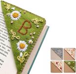 Personalized Hand Embroidered Corner Bookmark, 26 Letters Cute Flower Embroidered Corner Bookmark Embroidery Book Marker Clip for Book Lovers Bookmarks for Reading Lovers Meaningful GIF (Summer, B)