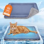 Self Warming Cat Bed, Reversible Warming Cooling Cat Bed, Winter Warm Cats Pad & Summer Cooling Cats Mat, Soft Pet Mat for Kitty & Small Dogs, Perfect for Crates, Beds, Sofas, Dark Blue, 18"x24"