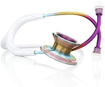 MDF Instruments, White-Kaleidoscope MD One Epoch Lightweight Titanium Stethoscope, Adult, Free-Parts-for-Life, White Tube, Kaleidoscope Chestpiece-Headset, MDF777TKL29