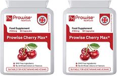 Cherry Max+ (Pack of 2) 2100mg Montmorency Cherry Added with Black Cherry I 90 Vegan Capsules High Strength I Made in The UK by Prowise Healthcare