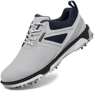 ULTIANT Men's Golf Shoes Fixed Nailless Sole Waterproof Lightweight No-Slip Walking Shoes Size7.5-13(Grey,44)