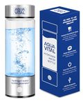 Aqua Vital Hydrogen Water Bottle 2025 Generator 16 oz/470 ml SPE-PEM Ionized H₂ Hydration Bottle USB-C Rechargeable Glass Flask with Auto Shut-Off Portable Sports & Travel Hydrogenated Water Machine