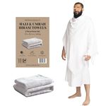 Men's Ihram for Hajj & Umrah - The Halal Caravan 2-Piece Towel Ihram Set | Sweat Absorbent | Comfortable | Opaque | 110 x 210cm | Umrah Essentials