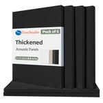 TroyStudio Thickened Acoustic Panels, 31.5 x 23.6 x 0.5 Inches Pack of 6 Felt Wall Decor Tile Sound Absorbing Board, Noise Reverb Echo Dampening Soundproof Padding for Door Music Recording Home Studio