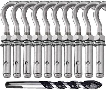 Maogoujian Metal Wall Hangers Heavy Duty Concrete Wall Hooks,304 Stainless Steel Expansion Hooks Outdoor Wall Hooks for Hanging with Drill(M8-10pcs)