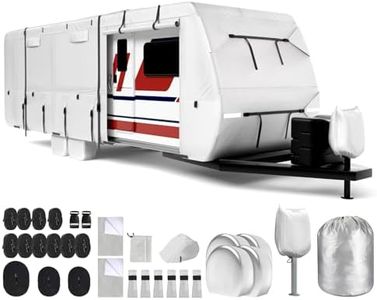 Mofeez Oxford Fabric Travel Trailer RV Cover, Camper Cover with 300D Oxford for The Top, 22'-24' Tearproof Waterproof Windproof Travel Trailer Cover with 4 Tire Covers, Jack Cover and Zippered Doors