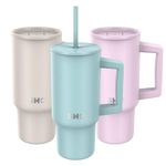 SHO XL Tumbler - Insulated Stainless Steel Reusable Water Bottle Iced Coffee Travel Mug with Handle, Straw Lid & Slider Lid - 900ml / 30 oz - Cold 24 Hours - Hot 12 Hours (Arctic Mist, 900ml)