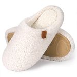 EverFoams Women's Warm Shearling Memory Foam Indoor Slippers Anti-Slip Lightweight Breathable Winter House Shoes, 7-8,Beige