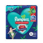 Pampers Mosquito Guard Pants – Large size baby diapers (L), 52 Count, India’s 1st Mosquito guard diapers, Contains Natural neem oil