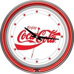 Trademark Global Enjoy Coke White Neon Clock, Two Neon Rings, White