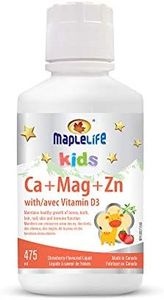 Maplelife Nutrition – Kids Calcium, Magnesium, Zinc with Vitamin D3– Multivitamin Liquid – Maintain Bone Development – Support Metabolism – Improve Immune Function – Improve Tissue Growth – Maintain Bones, Hair, Nails – Help Calmness - Strawberry Flavour – For Age 1 to 14 - 475 ML 95 Servings