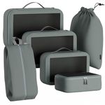 Serentify Packing Cubes for Suitcases - 6PCS Suitcase Organiser Bags Set (XL, L, M, S, Shoe Bag, Laundry Bag) - Extra Deep - Durable Nylon Ripstop Fabric - Holiday Travel Essentials (Grey)
