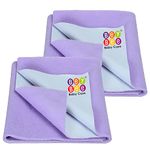 BeyBee Waterproof Quick Dry Sheet for Baby|Anti-Piling Fleece Extra Absorbent Washable Matress Protector| Baby Bed Protector Sheet for Toddler, (Medium Pack of 2, 70x100cm, Violet)