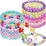 Junkin 16 Pieces Kids Bracelet for Girls Princess Beads Bracelet Cute Rainbow Bead Bracelets Girls Jewelry for Birthday Party Favors