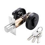 Qrity 1 PCS Deadbolt Door Lock, Round Single Cylinder Lock, Zinc Alloy Deadbolt Lock, Security Door Lock with Keys, Safe Locker Deadbolts Lockset for Exterior Door, Entrance Door, Passage Door