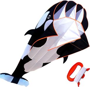 Hengda KITE-3D Kite for Kids & Adults, Huge Frameless Soft Parafoil Giant Black Dolphin Orcas Whale Breeze Kite