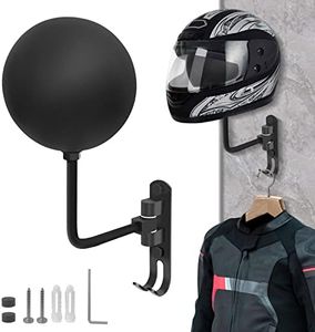 VUAOHIY Motorcycle Helmet Rack, Helmet Holder Wall Mount 180° Rotation Hanger with 2 Hook for Coats, Caps, Motorcycle Accessories (Black, 1 PCS)