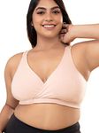 NYKD Cotton Maternity Bra for Women Nursing/Feeding - Non-Padded, Non-Wired, Full Coverage (with Adjustable Straps) Bra, NYB129, P Nude, XL, 1N