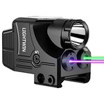 LIGHTWIN Green Purple Laser Beams with 600 Lumens Flashlight for Pistols, 3 in1 Laser Light Combo, Tactical Laser Flashlight USB Rechargeable Laser Sight, Strobe & Steady Flashlight for Picatinny Rail