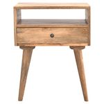 Artisan Furniture Nordic Designed Bedside with 1 Drawer & Open Slot, Natural Oak/Ish Finish, 46x36x58 cm