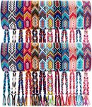 Henoyso 24 Pcs Nepal Woven Friendship Bracelets Adjustable Braided Bracelets Woven Bracelet String Friendship Bracelets with a Sliding Knot Closure for Women(Boho Style)