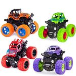 VELOCIOUS 4WD Mini Monster Trucks Friction Powered Cars for Kids Big Rubber Tires Baby Boys Super Cars Blaze Truck Children Gifts Toys (Set of 2pc )