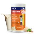 Gritzo SuperMilk Height+ (7-12y Boys), 10g Protein Powder (Creamy Vanilla, 400g) | Zero Refined Sugar, 21 Vitamins & Minerals
