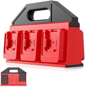 Crivnhar Battery Carrying Holder Compatible for Milwaukee 18V, Battery Storage Organizer Rack for 1.0Ah-12.0Ah, Portable Batteries Caddy with Handle/Non-Slip Base for Jobsite and Tool Bag Use, 6-Slot