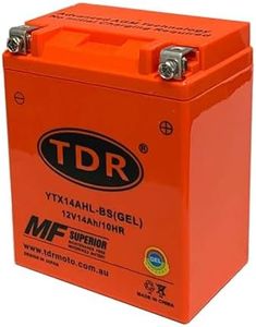 TDR YTX14AHL-BS 12V 14Ah 210 CCA GEL Motorcycle Battery for Motorcycle, Snowmobile, ATV, Dirt Bike, Sealed Maintenance Free Design - Re-Chargeable AGM Technology Replace CB14L-A1 CB14L-A2 CB14L-B2