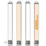 GOODEA 44.5CM Under Cabinet Kitchen Lights 4500mAH Cupboard Lighting Wardrobe Light Motion Sensor- 90 LEDs 3 CCT Dimmable Magnetic Mount for Kitchen Closet Shelf Counter-4 Pack