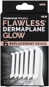 Finishing Touch Flawless Dermaplane Replacement Heads - Shape and Maintain Brows - 18K Gold Plated Head - Exfoliates Skin & Removes Peach Fuzz - Facial Exfoliator - 6 Pack