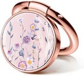 GVIEWIN Floral Cell Phone Ring Holder, Metal Kickstand Grip 360° Rotation Compatible with iPhone 16 Pro Max/15 Plus/14/13/12 Series & Galaxy S25/S24 Ultra and Other Phones(Foliolosa/Pink)