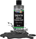 Pouring Masters Steel Gray Acrylic Ready to Pour Pouring Paint – Premium 8-Ounce Pre-Mixed Water-Based - for Canvas, Wood, Paper, Crafts, Tile, Rocks and More