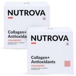 NUTROVA Collagen+Antioxidants Supplement - 60 Sachets For Men & Women, Increases Skin Hydration & Reduces Skin Damage, Cranberry Flavour - Easy To Mix, Powder