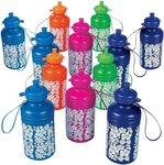 Fun Express 12 Pieces Hibiscus Print Water Bottles, 18 oz, BPA Free Plastic, Party Supplies, Drinkware, Water Bottles & Canteens, Multi-Color