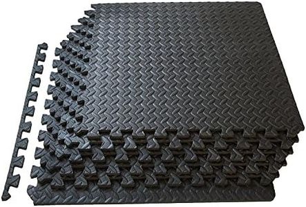 Kobo Puzzle Exercise Mat, EVA OR Rubber Foam Interlocking Tiles, Protective Flooring for Gym Equipment and Cushion for Workouts (6 Feet x 4 Feet) (Foam) Black